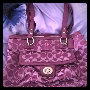 Barely used Purple Coach Handbag with Wallet